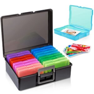 gaevenwin photo storage box for 4x6 pictures,craft organizer storage box with 16 inner cases colorful,portable box for photo stickers craft seed