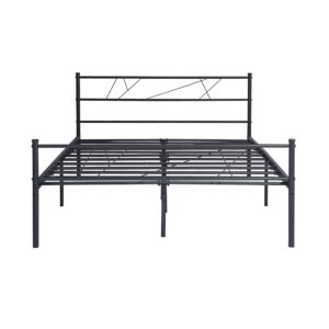 Full Size Metal Platform Bed Frame in for Adult and Children Used in Bedroom or Dormitory with Large Storage Space Under The Bed Black