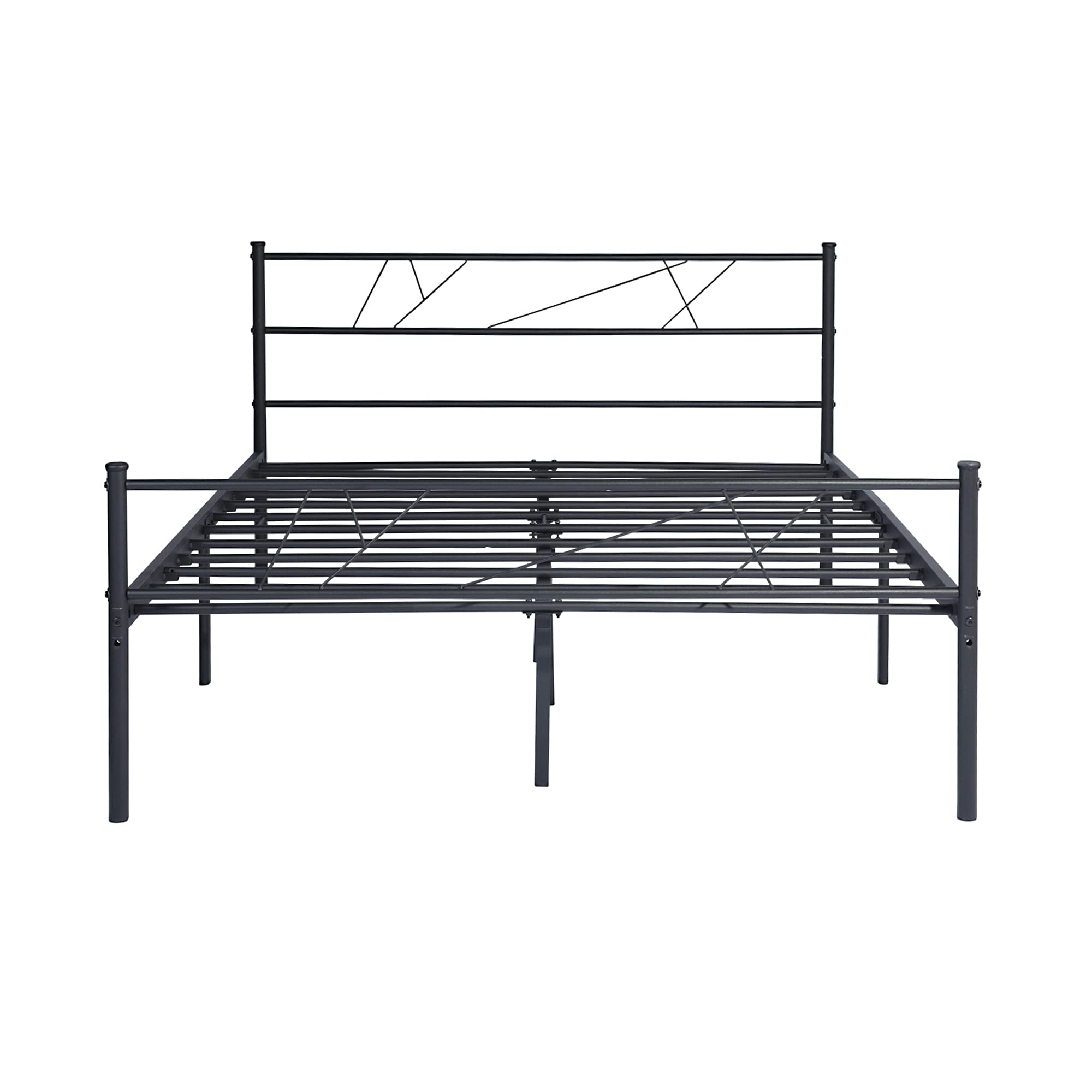 Full Size Metal Platform Bed Frame in for Adult and Children Used in Bedroom or Dormitory with Large Storage Space Under The Bed Black