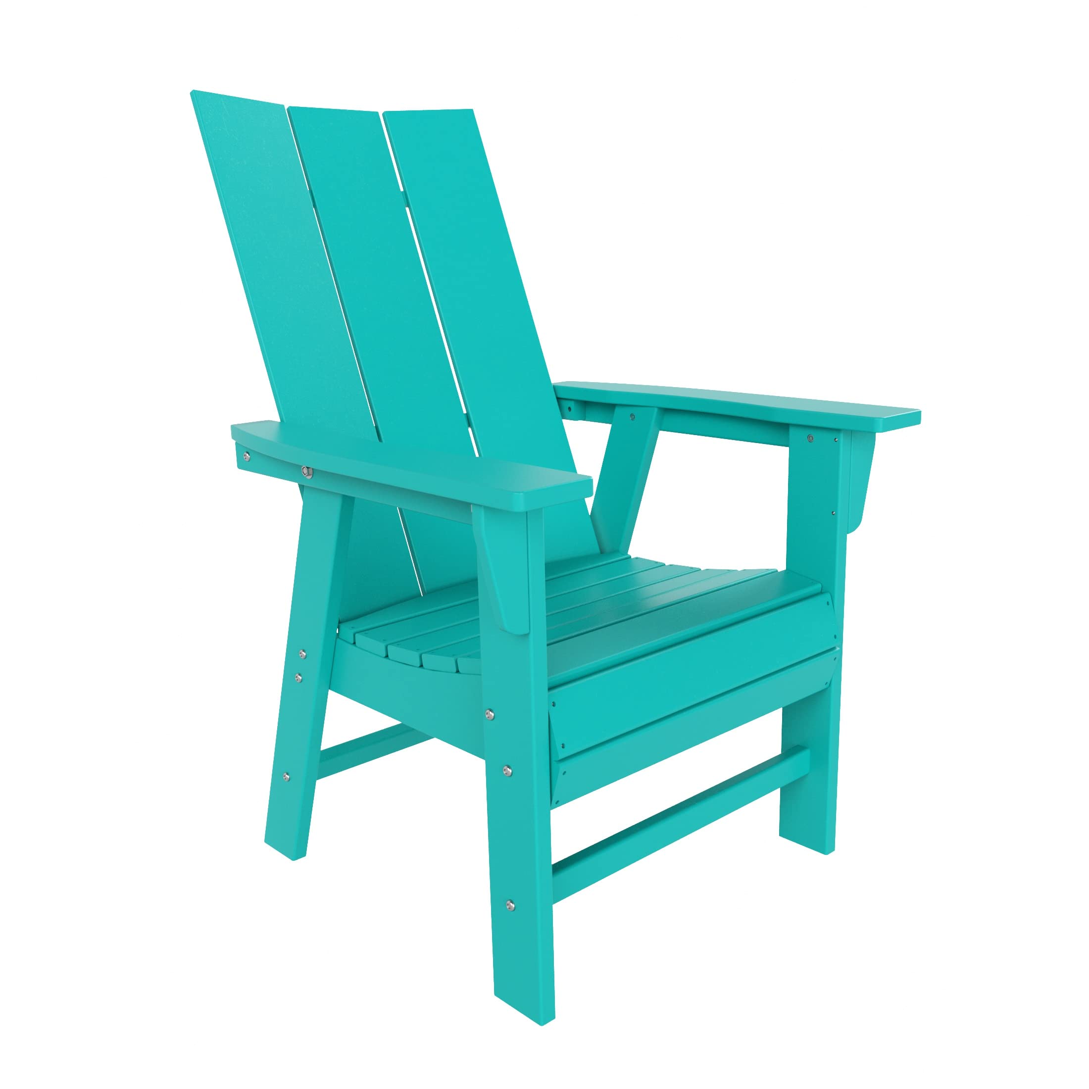 WO Outdoor Adirondack Dining Chair Round Table 5 PCS Set Retro Aesthetic Curveback for Outside Restaurant Dining, Resort, Hotel, Home, Balcony, Terrace, Lawn, Pool, Deck, Garden (Turquoise)