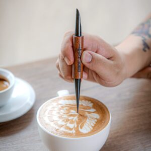 mhw-3bomber latte art pen for barista, rosewood coffee art pen for latte/cappuccino/macchiato, espresso art tool, cn5400r