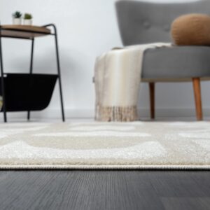 Abani Nuevo Collection Area Rug - Modern Geometric Beige/Cream Design - 7'9" x 10'2" - Easy to Clean - Durable for Kids & Pets - Non-Shedding - Medium Pile -Soft Feel - for Living Room Bedroom Office