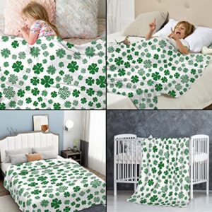 Abaysto Flannel Throw Blanket St Patricks Day Blanket for Kids Lucky Spring Green Clover Shamrock Cozy&Soft Plush Blankets for Bed Couch Living Room Sofa Chair 40"x50"