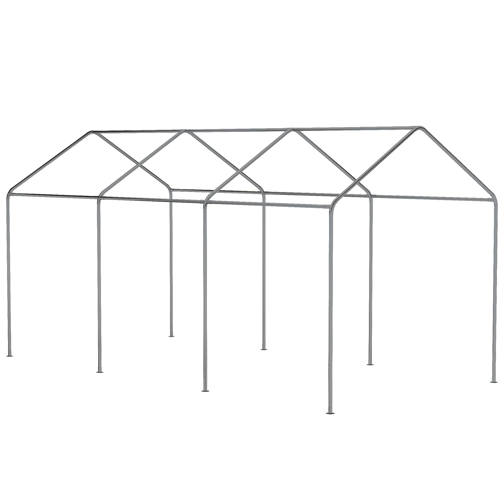 Outsunny 10' x 20' Party Tent and Carport, Height Adjustable Portable Garage, Outdoor Canopy Tent 8 Legs Without Sidewalls for Car, Truck, Boat, Motorcycle, Bike, Garden Tools, Gray