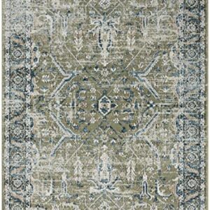 Abani Savoy Collection Area Rug - Intricate Blue/Green Vintage Design -5'3" x 7'6"' - Easy to Clean - Durable for Kids & Pets - Non-Shedding - Medium Pile - Soft Feel -Living Room, Bedroom & Office