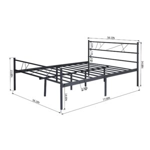 Full Size Metal Platform Bed Frame in for Adult and Children Used in Bedroom or Dormitory with Large Storage Space Under The Bed Black