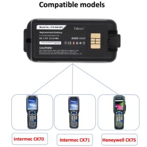 Youejoeq 6800mAH Replacement for Intermec CK70 CK71 Honeywell CK75 1001AB01 1001AB02 318-046-001 318-046-011 AB18 318-046-031 318-046-032 Barcode Scanner Battery 3.7V Lithium Ion