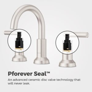 Pfister Capistrano Bathroom Sink Faucet, 8-Inch Widespread, 2-Handle, 3-Hole, Spot Defense Brushed Nickel Finish, LF049CSOGS