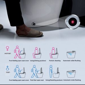 Smart Toilet with Bidet Built In - Modern Bidet Toilet with Remote Control, Into the Seat Wet Wall, Temperature Controlled, Wash Functions and Air Dryer, Siamese Automatic Toilet with Water Tank