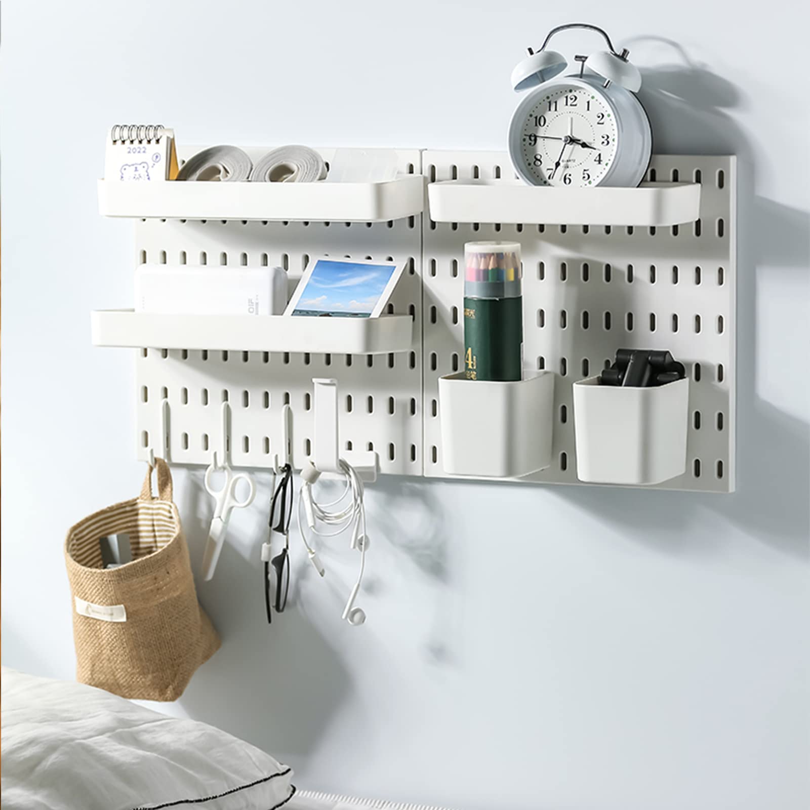 Pegboard Accessories Combination Wall Organizer,2PC Of Cup Container, Storage Shelves Use DIY Storage Cube Shelf for Mini goods, White(Cup)