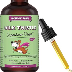 WONDER PAWS Liquid Glucosamine Drops Plus Milk Thistle Drops - for Dog Joint Health, Mobility Support, Liver, Detox & Overall Wellness – Liquid Glucosamine 16 Ounces - Milk Thistle 2 Ounces