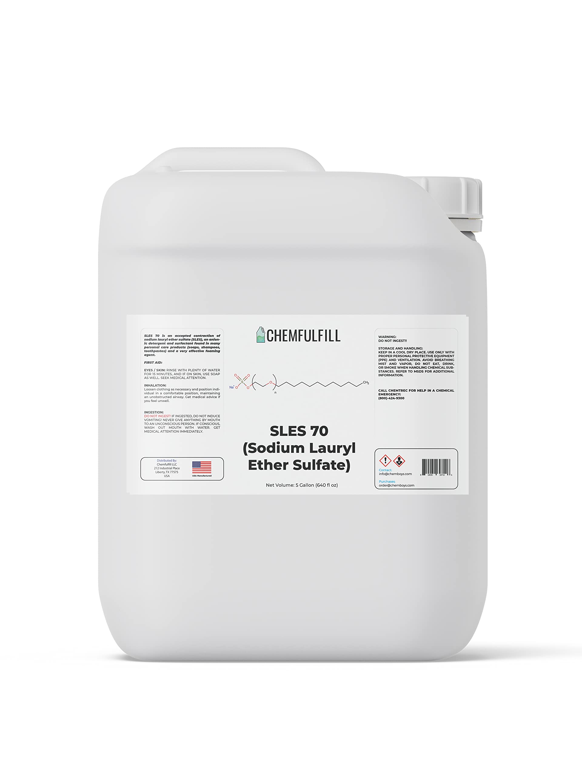 Chemfulfill Sodium Lauryl Ether Sulfate 70% – SLES 70% (SLES70) (Gallon (128 fl oz))