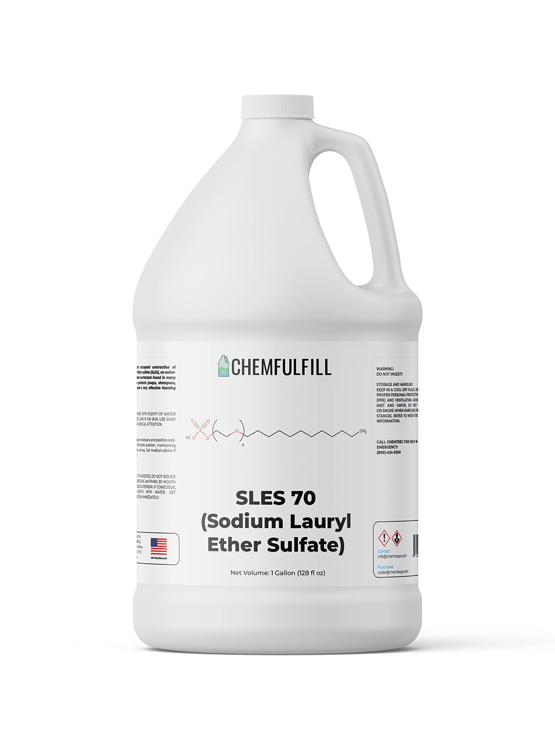 Chemfulfill Sodium Lauryl Ether Sulfate 70% – SLES 70% (SLES70) (Gallon (128 fl oz))