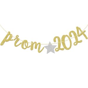 prom 2024 banner, graduation banner, prom party decorations, gold glitter