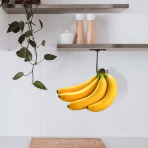 EGMEHOAD 2 Pack Banana Holder Hook Under Cabinet to Keep Bananas Fresh, Banana Hanger Under Cabinet Black 2 Pcs, Banana Hook Under Cabinet Metal