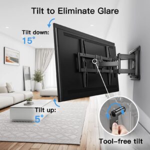 Pipishell Full Motion TV Wall Mount for 37-75 inch Flat/Curved TVs up to 100lbs, Wall Mount TV Bracket Swivel and Tilt, TV Mount Fits 8/12/16" Wood Studs, Max VESA 600x400mm, PILF3