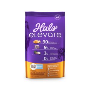 halo elevate dry dog food, healthy grains chicken recipe, puppy formula, 3.5lb