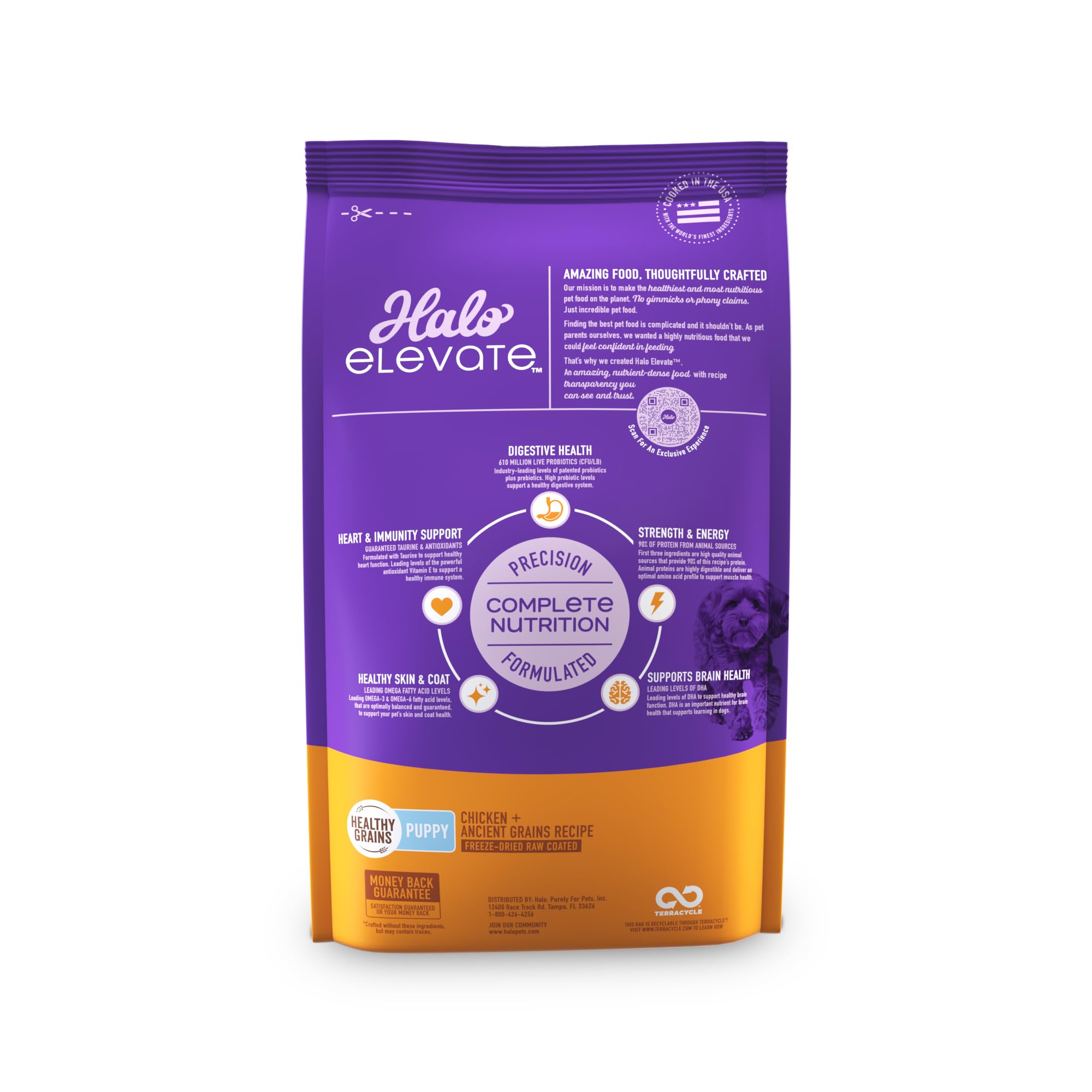 HALO Elevate Dry Dog Food, Healthy Grains Chicken Recipe, Puppy Formula, 3.5lb