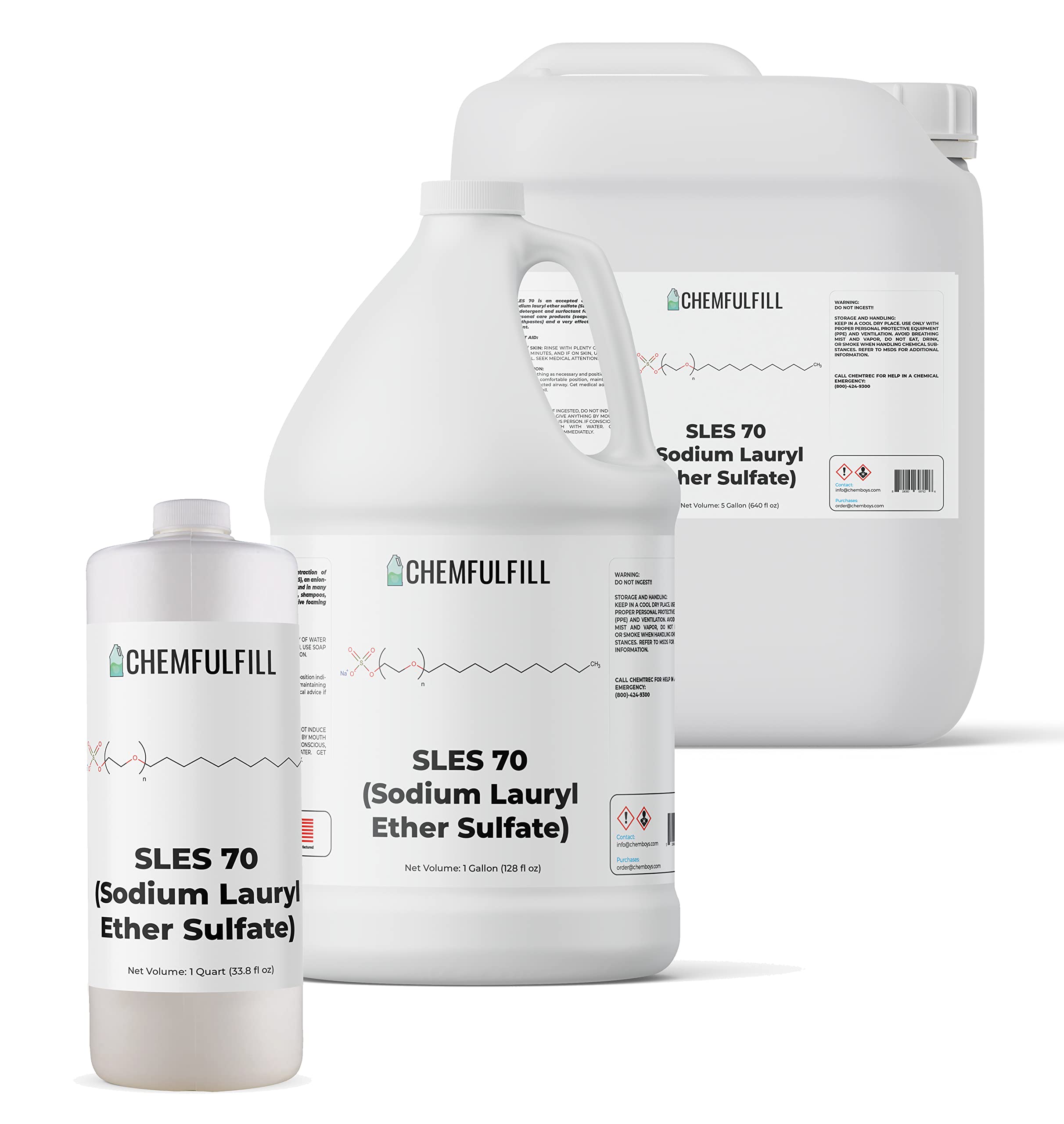 Chemfulfill Sodium Lauryl Ether Sulfate 70% – SLES 70% (SLES70) (Gallon (128 fl oz))