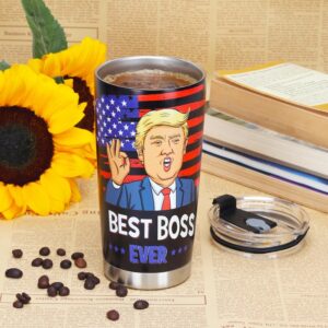 AREOK Best Boss Gifts for Men, Boss Day Gifts for Boss Men - Best Boss Ever Tumbler Cup, Funny Boss Gifts for National Boss Day, Male Boss Birthday Gifts for Men Happy Cool Gifts for Bosses Day