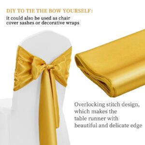 12 Pack Gold Satin Table Runner 12 x 108 Inch Long Premium Table Runners, for Wedding Party Events Decoration, Birthday Parties, Banquets Decorations, Graduations, Engagements