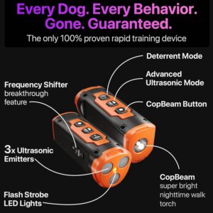 NPS Dog Bark Guard - Professional Dog Training Tool with 3X Sonic Emitters Ultra-Long Range - Dog Bark Deterrent and Anti Barking Device for Dogs - Indoor & Outdoor - Shock Bark Collar Alternative