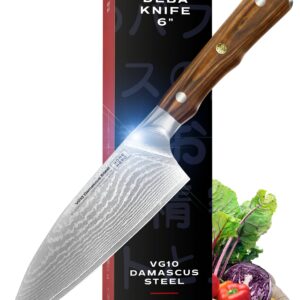 Home Hero Japanese Deba Knife Collection - VG10 Damascus Steel Triple Rivet Ultra Sharp 67 Layers Kitchen Knife with Ergonomic Rosewood Handle - Unique Gift for Men & Women (6 Inch Deba Knife)