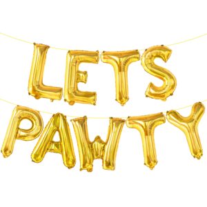 katchon, lets pawty balloons gold - 16 inch | lets pawty banner, pawty birthday decorations | dog birthday balloons, lets pawty birthday decorations | dog birthday banner, dog birthday party supplies