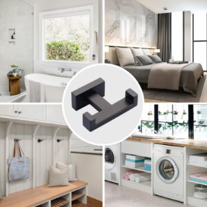 IVIGA Double Bathroom Towel Hook for Wall Mounted - Matte Black Modern Towel Holder - Heavy Duty Coat Robe Hooks for Wall - Stainless Steel Shower Towel Hanger