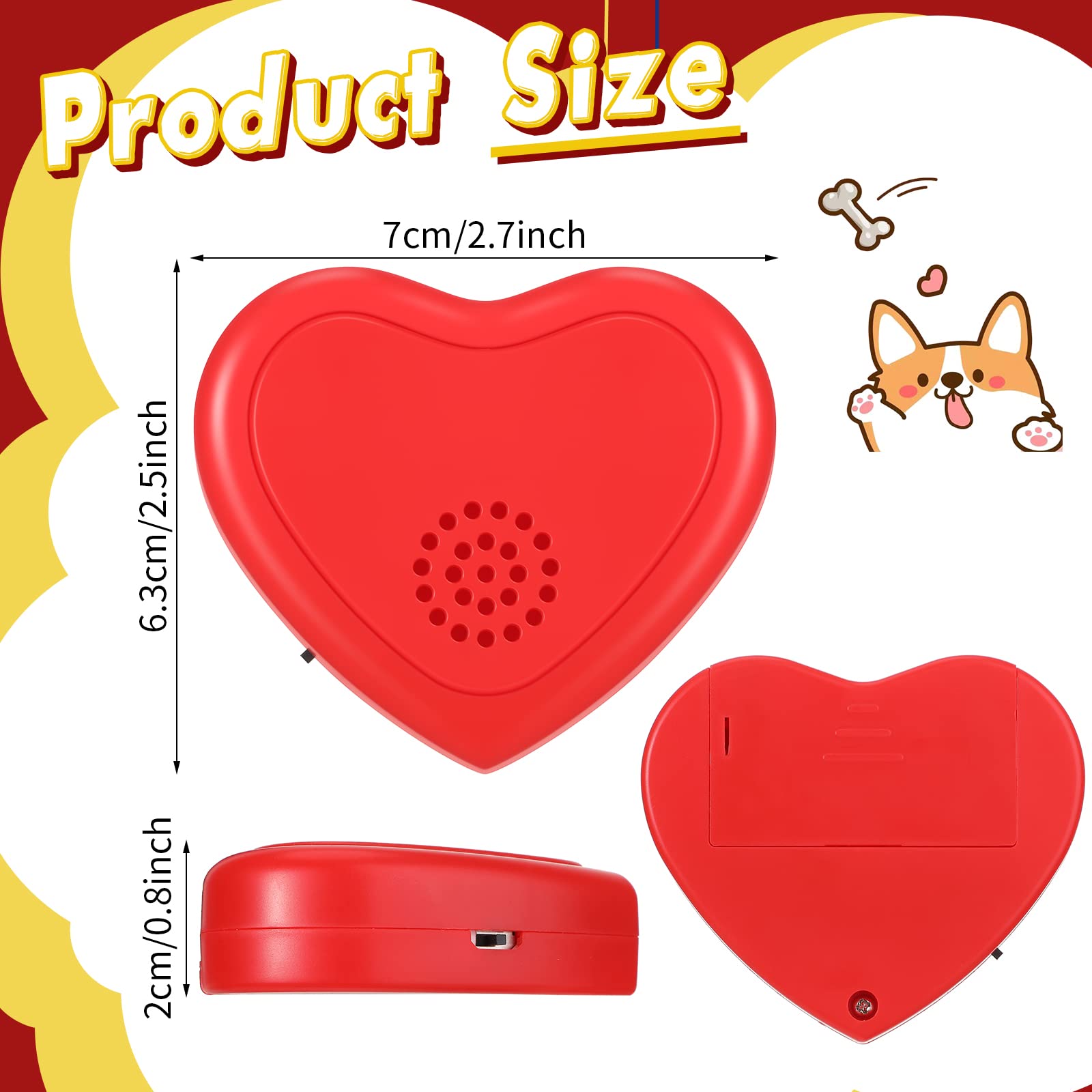 Wettarn 2 Pcs Heartbeat Puppy Toy Dog Anxiety Relief Red Heartbeat Simulator Replacement Soother for Pet Behavioral Training Sleep Aid Calming Toys Cat Kitten Dog Add to Blankets Pillows Beds