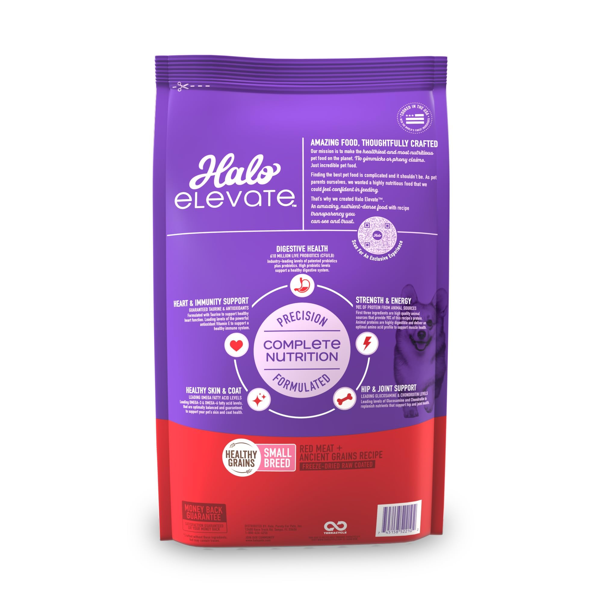 Halo Elevate Dry Dog Food, Healthy Grains Red Meat Recipe, Small Breed, 10lb