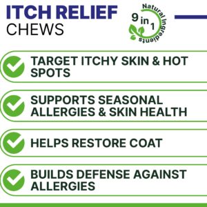 PAWSENTIAL Allergy Relief Dog Chews (240 Immune Treats) - Omega 3 + Colostrum + Probiotics - Itchy Skin Relief - Seasonal Allergies - Anti-Itch & Hot Spots - Immune Supplement - Made in USA