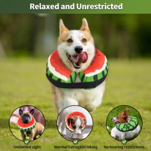 Protective Inflatable Recovery Cone Collar for Small Medium Large Dog, Soft E-Collar Dog Watermelon Donut Cone Alternative After Surgery for Dogs Cats