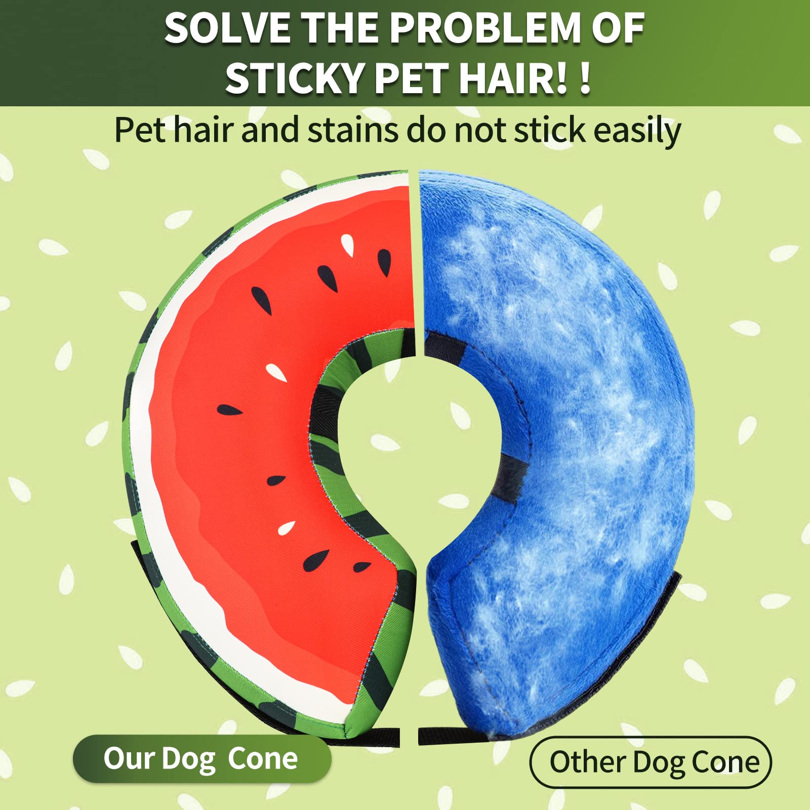 Protective Inflatable Recovery Cone Collar for Small Medium Large Dog, Soft E-Collar Dog Watermelon Donut Cone Alternative After Surgery for Dogs Cats