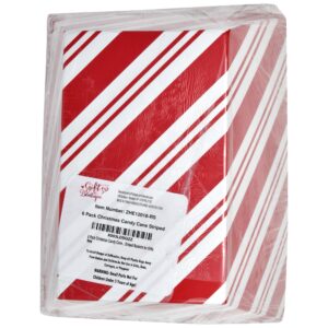 Gift Boutique 6 Pack Christmas Candy Cane Striped Gift Baskets 8" x 10" Rectangle Red & White Stripes Empty Gift Basket with Handles Cardboard Market Tray for Holiday Decorative Present Wrapping