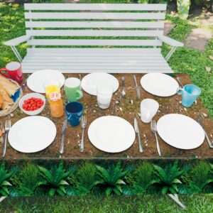 durony 2 Pieces Forest Path Tablecloth Safari Jungle Table Cover Waterproof Plastic Party Table Cover for Safari Jungle Birthday Baby Shower Party Supplies Table Decor, 108 x 54 Inch