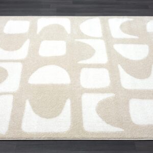 Abani Nuevo Collection Area Rug - Modern Geometric Beige/Cream Design - 7'9" x 10'2" - Easy to Clean - Durable for Kids & Pets - Non-Shedding - Medium Pile -Soft Feel - for Living Room Bedroom Office