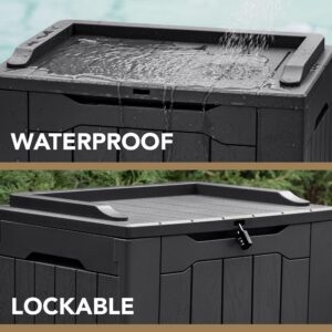 Devoko 30 Gallon Resin Deck Box Outdoor Indoor Waterproof Storage Box for Patio Pool Accessories Storage for Cushion Garden Tools (30 Gallon, Black)