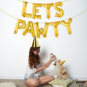 KatchOn, Lets Pawty Balloons Gold - 16 Inch | Lets Pawty Banner, Pawty Birthday Decorations | Dog Birthday Balloons, Lets Pawty Birthday Decorations | Dog Birthday Banner, Dog Birthday Party Supplies