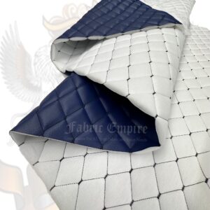 Vinyl Quilted Foam Fabric with 3/8" Foam Backing Upholstery / 52" Wide/Sold by The Yard/FABRIC EMPIRE (Blue hq Black Threading)