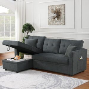 uhome Upholstered Sleeper Sofa with USB Ports