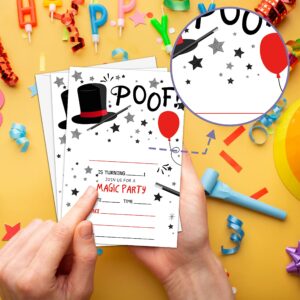 Magic Birthday Party Invitation, Magician Themed Fill-In Invites, 20 Invitations With Envelopes for Friends (4" X 6"), Magical Party Favors Decorations and Supplies -58