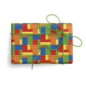 arkamii premium wrapping paper set of 4 sheets size 34 x 25 inch colored building bricks (18-8372)