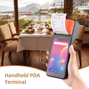 Handheld 3G POS Receipt Printer Android 8.1 1D/2D Barcode Scanner PDA Terminal Support 3G WiFi BT Communication with 5.0 Inch Touchscreen 58mm Width Thermal Label Printing for Supermarket (PDA)