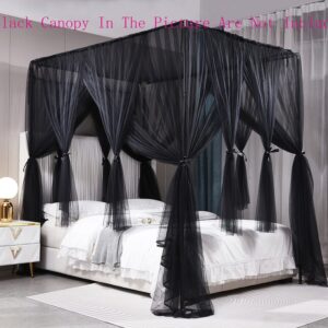 Mengersi Canopy Bed Frame Queen Size,Bed Canopy Frame Post Bed Poles,Canopy Bed Curtains Frame Bracket Fit for Metal Bed Wood Bed Bedroom Decor,Black