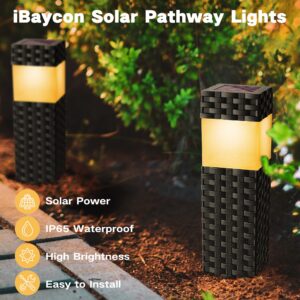 iBaycon 8 Pack Solar Pathway Lights Outdoor, Waterproof Solar Landscape Lighting, Bright Solar Garden Lights for Patio Lawn Yard Walkway Driveway (Warm White)