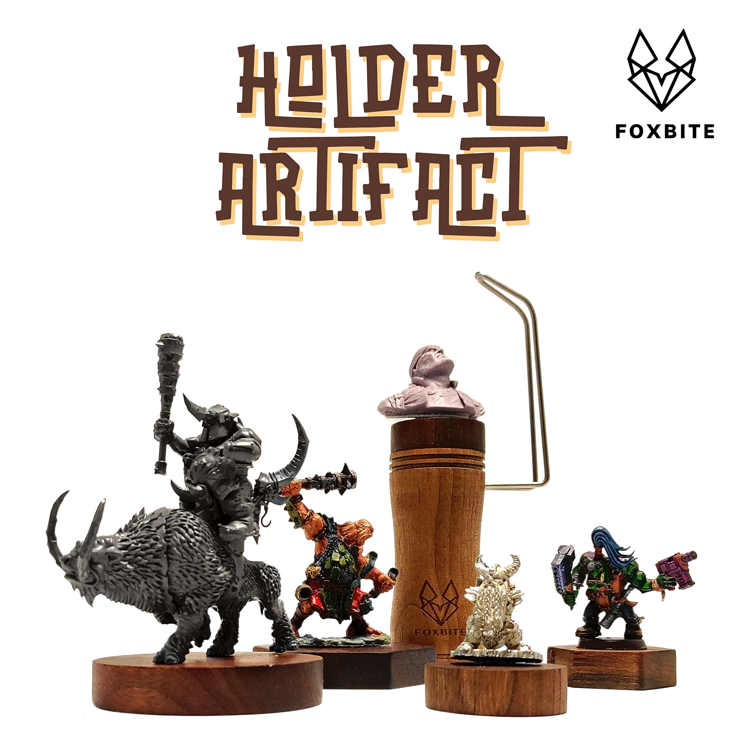 FOXBITE Miniature Painting Holder, Painting Handle for Miniautres Compatible with DND Miniatures, Scale Model, Fantasy Figurines Acrylic Detail Brush Set Painting. kit for Detailing Army