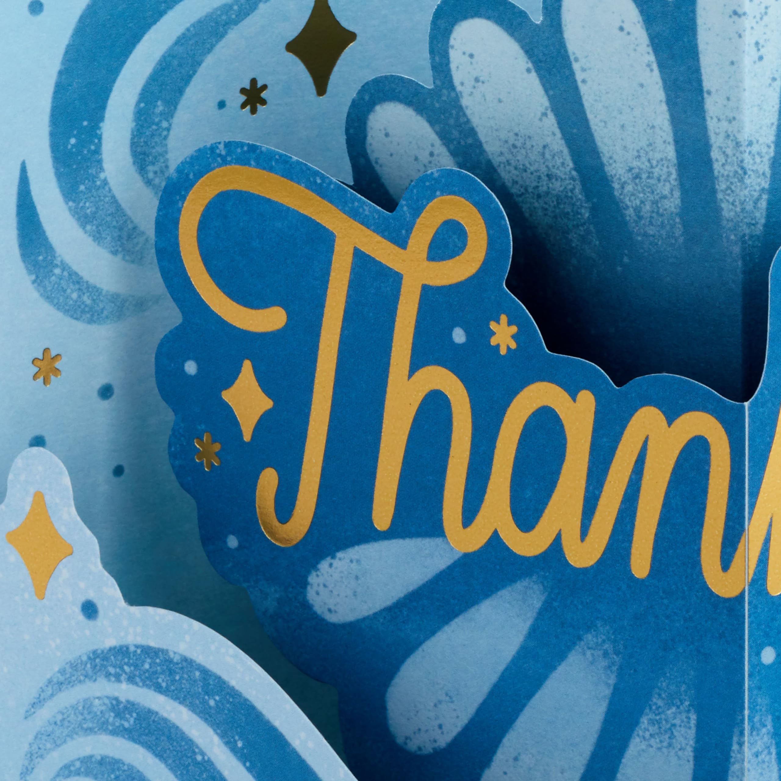 Hallmark Paper Wonder Pop Up Thank You Card (Blue and Gold) for Graduation, Nurses Day, Admin Professional Day, Teacher Appreciation and More