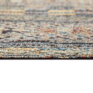 Liora Manne Marina Indoor/Outdoor Power Loomed Synthetic Blend Low Profile Area Rug - Traditional Geometric Casual Southwestern Colorful (Tribal Stripe Black) (8'10" x 11'9")