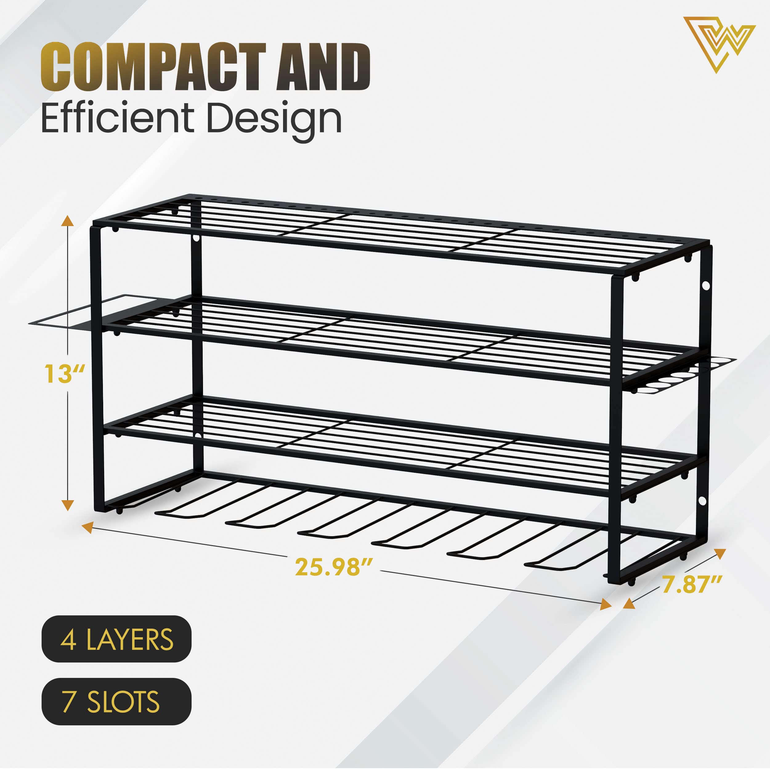 Power Tool Organizer Large - Wall Mount with 4-Layers,7 Drill Holders, Premium, Strong, Durable Tool Organizer Rack, Holds Up to 250lbs - Easy Installation, Storage for Screwdrivers,Pliers,Hammers